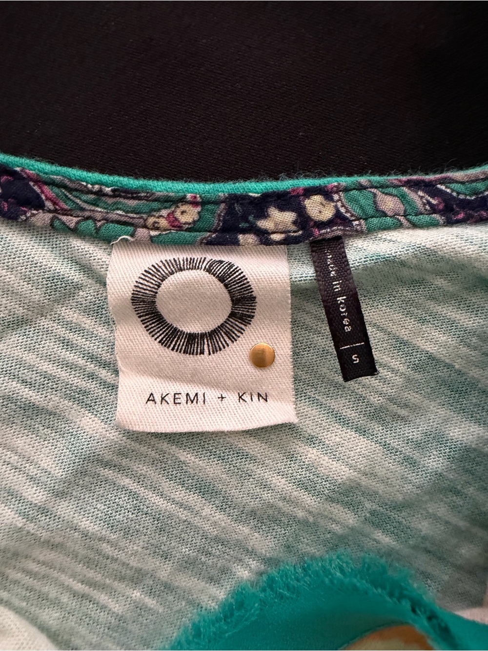 Akemi + Kin Green Floral Bow Back Cotton Top S - Picture 3 of 7